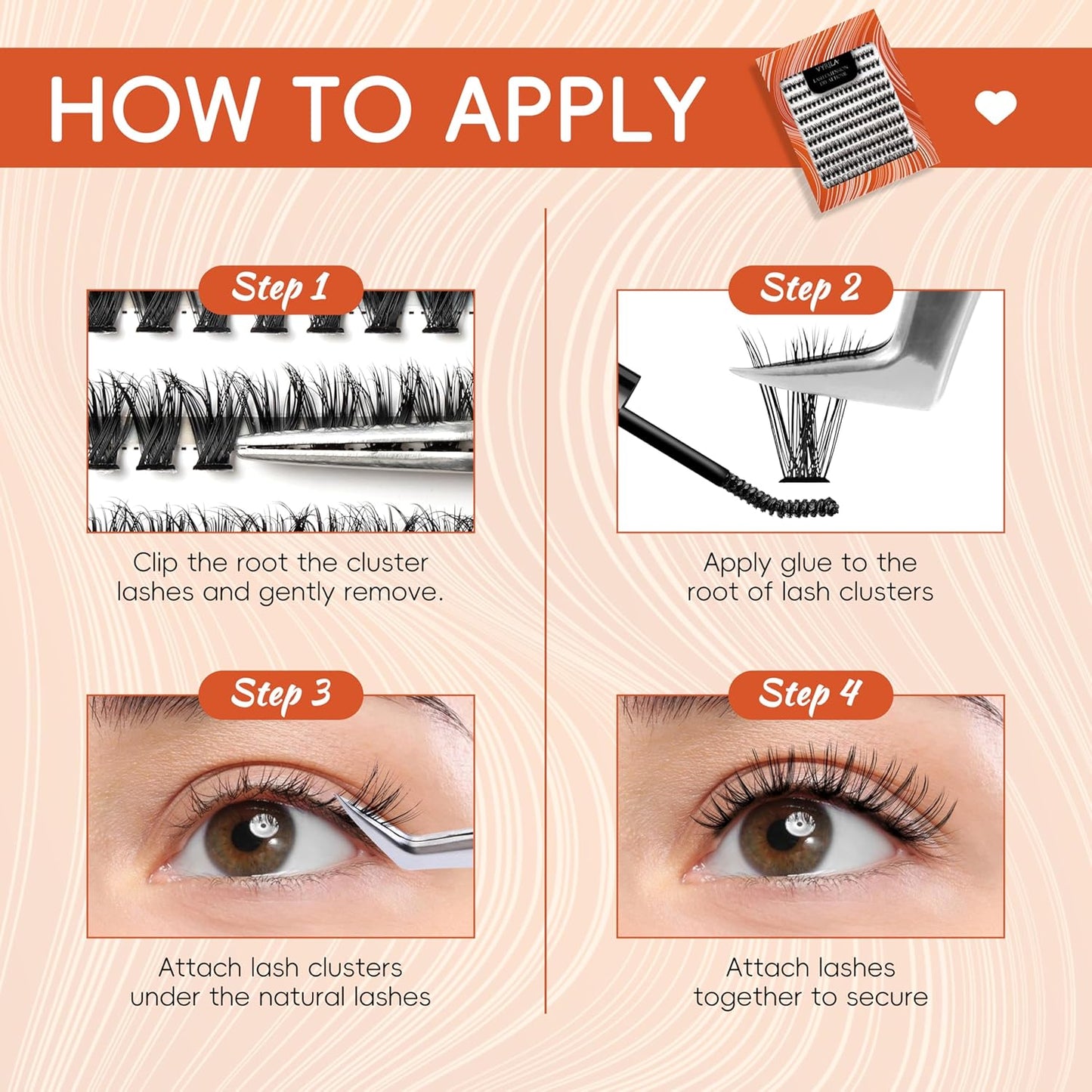 Lash Clusters DIY Lash Extensions, D Curl Individual Lashes Clusters Lashes Wispy Lash Extensions Natural Look Eyelash Clusters Mix 8-16mm(40D-0.07D-8-16mm)