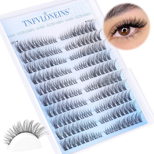 Natural Lash Clusters Wispy Cluster Eyelash Extensions Left&Right Cluster Lashes C Curl Individual Lashes Extension DIY Natural Eye Lash Clusters by TNFVLONEINS