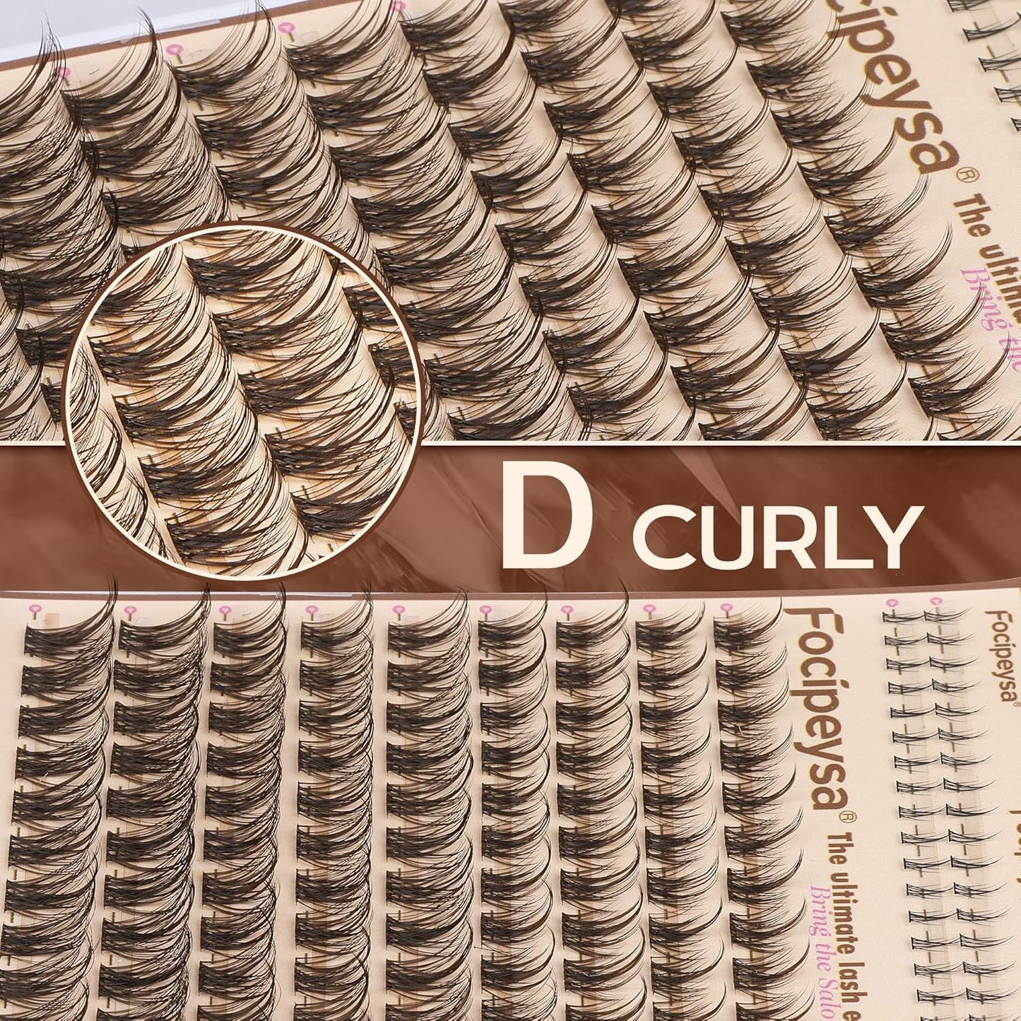 Focipeysa Wispy Clusters Eyelash Extensions Brown Lashes Clusters 12mm-18mm Eyelash Extensions Natural Lashes Extensions with Bottom lash Salon Effect Eyelash Clusters With Spikes