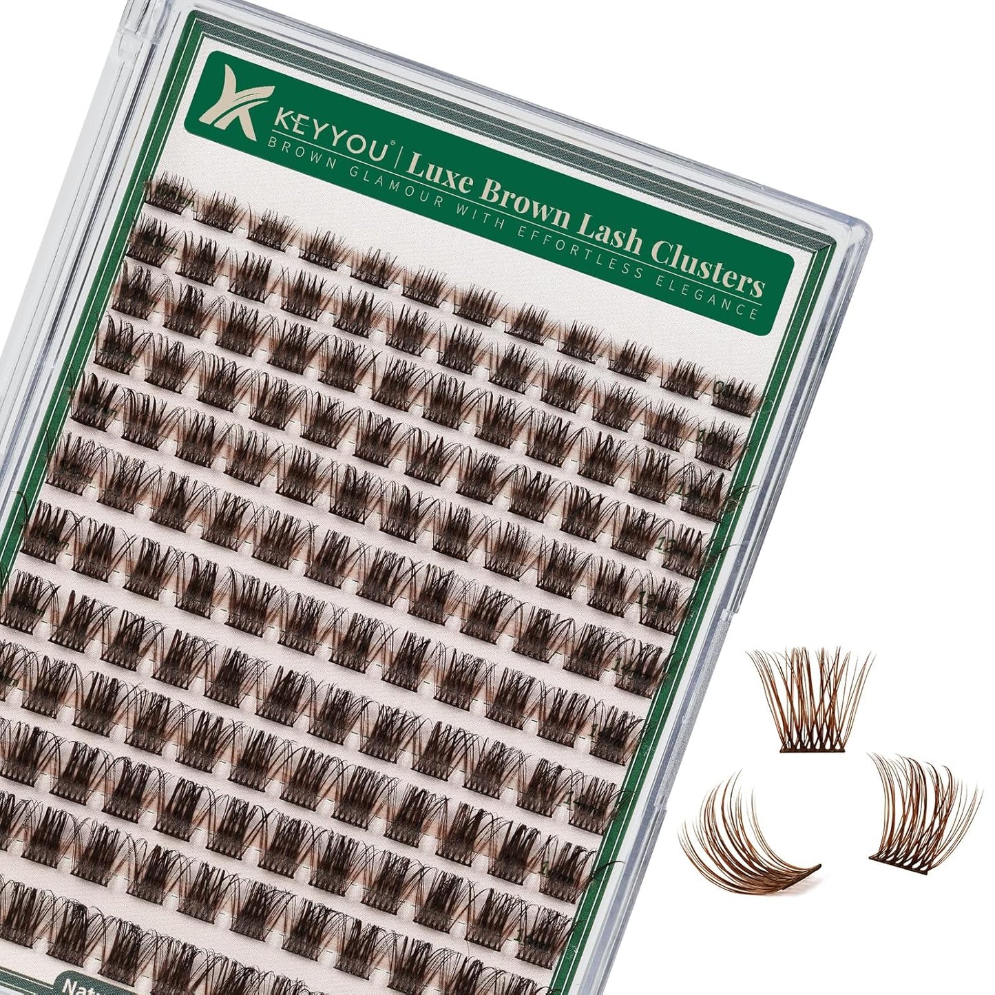 KEYYOU Brown Lash Clusters 144pcs Eyelash Clusters 8-18MIX D Curl Cluster Lashes Soft Wispy Lash Clusters Natural Look Brown DIY Lash Extension At Home(Brown01-D-8-18MIX)