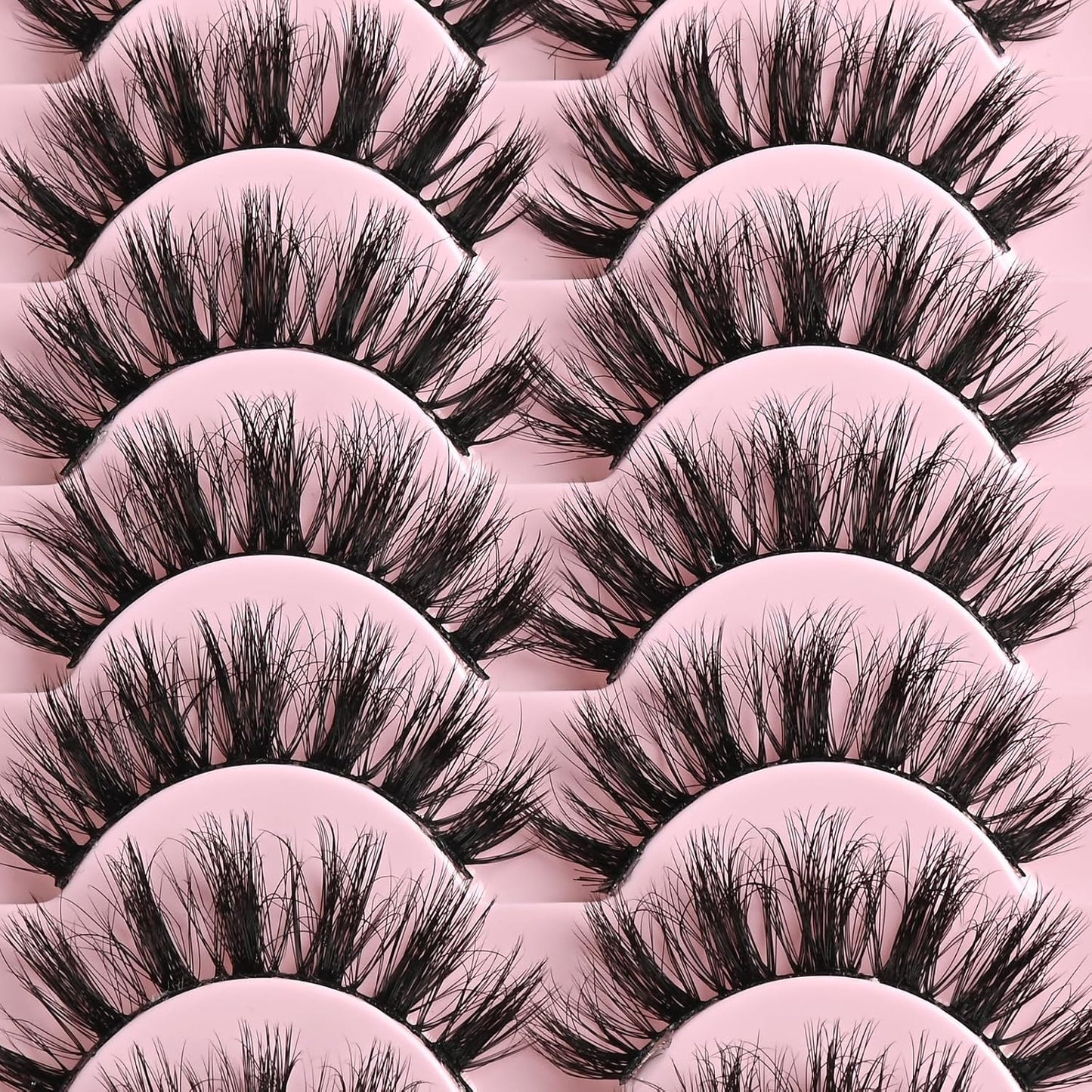 FARRED Fluffy Lashes Natural Eyelashes Short Wispy Eye Lash Strips 14 Pairs Separated Volume Eyelash Pack 16mm Dramatic Wispies Fake Strip Lashes Clusters Cat Eye Pestañas Spiky Look (F24 | 9-16mm)