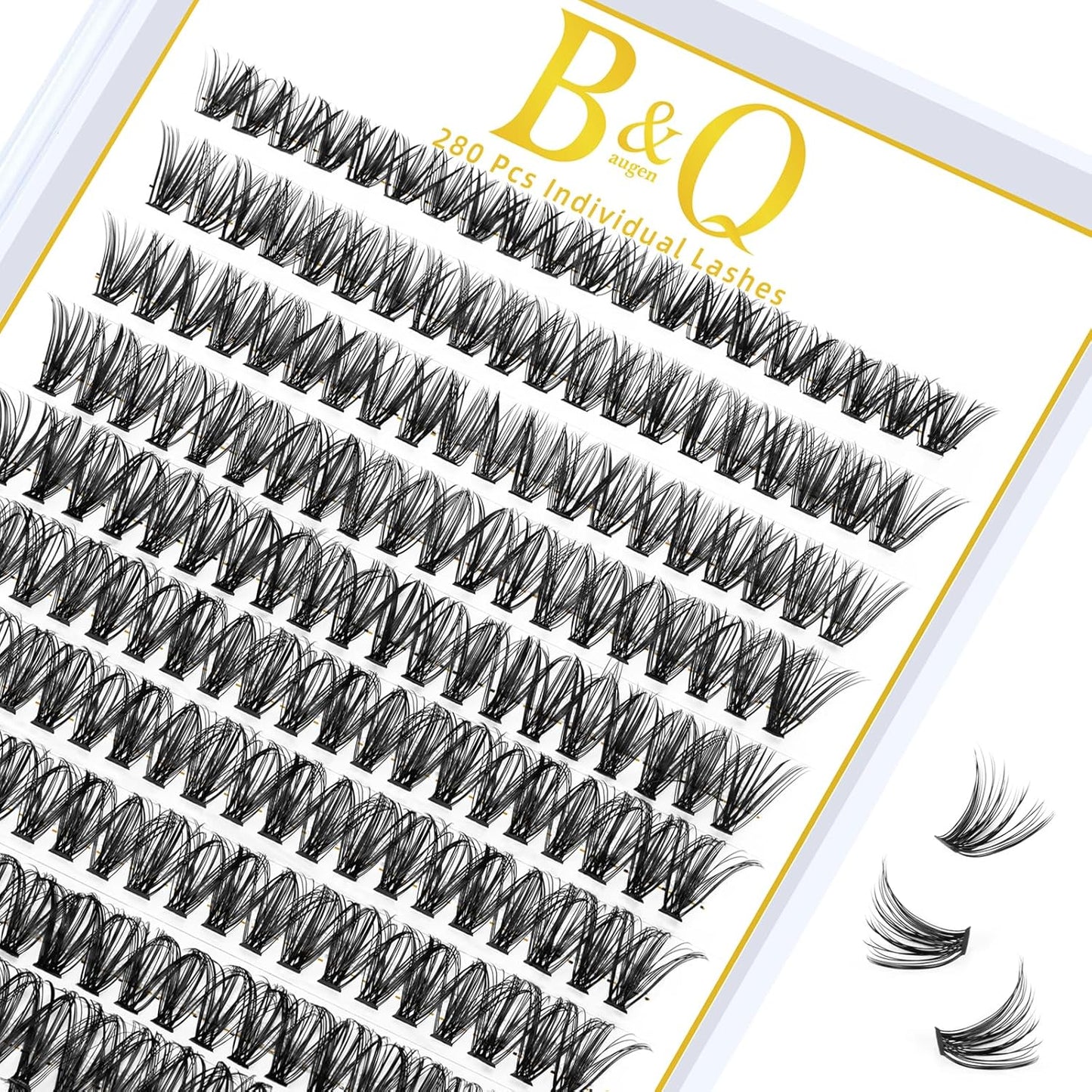 B&Qaugen Lash Clusters 40D-D-16 Individual Lashes 280 Clusters False Eyelash 10D 20D 30D 40D Lash Clusters Extensions Individual Lashes Cluster DIY Eyelash Extensions at Home (40D-D,16MM)