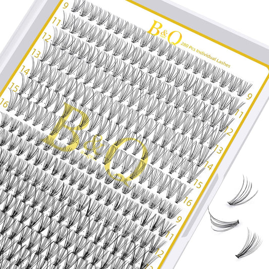 B&Qaugen Lash Clusters 10D+20D-9-16 LASH Individual Lashes 280 Clusters False Eyelash 10D 20D Lash Clusters Extensions Individual Lashes Cluster DIY Eyelash Extensions (RRDH-10D+20D-9-16)