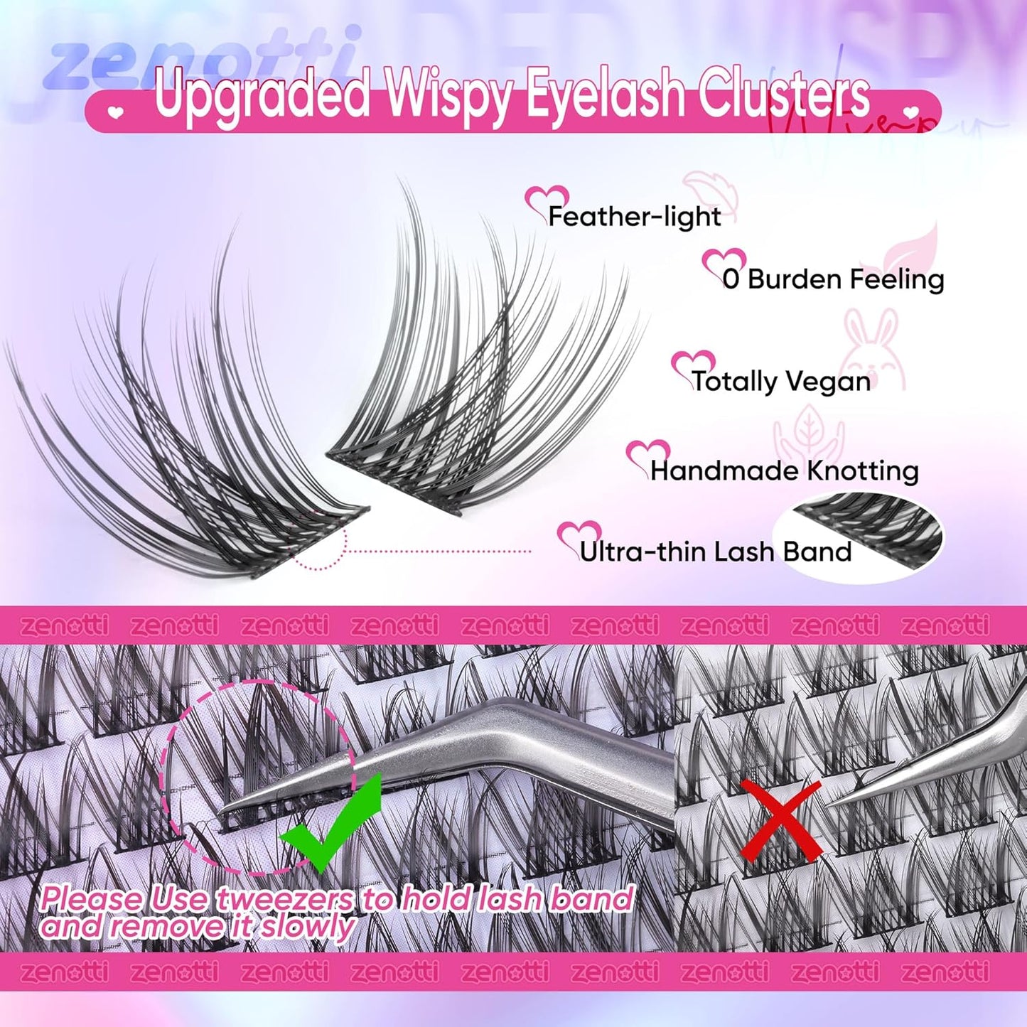 Wispy Lash Clusters Natural Eyelash Extensions Pestañas Postizas Naturales C Curly Individual Lashes 8-16mm DIY Lash Extension by zenotti